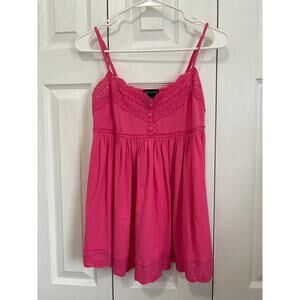 Moda International Pink, Y2K-Inspired Babydoll Tank Top, Medium